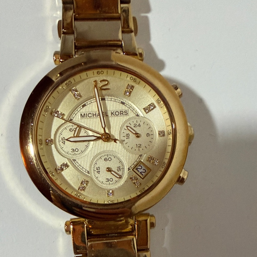 Michael Kors Gold Crystal Accent Women's Chronograph Watch